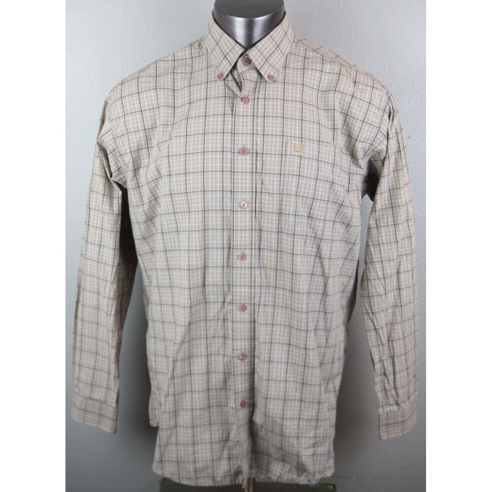 Mens Cinch Western Long Sleeve Button Front Shirt Size M Brown Plaid Cotton